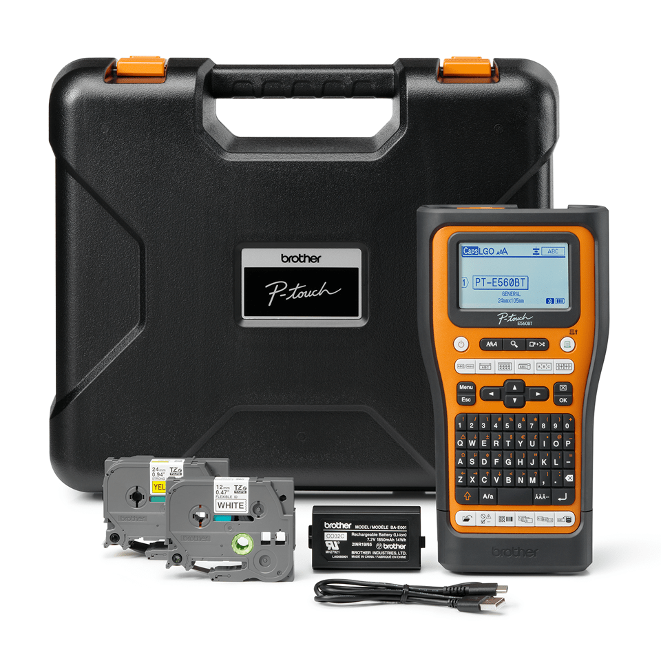 Brother PT-E560BTVP professionel labelprinter med integreret Bluetooth, kuffert og 2 x TZe-tape 7